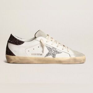 Golden Goose White and Glitter Star Sneakers